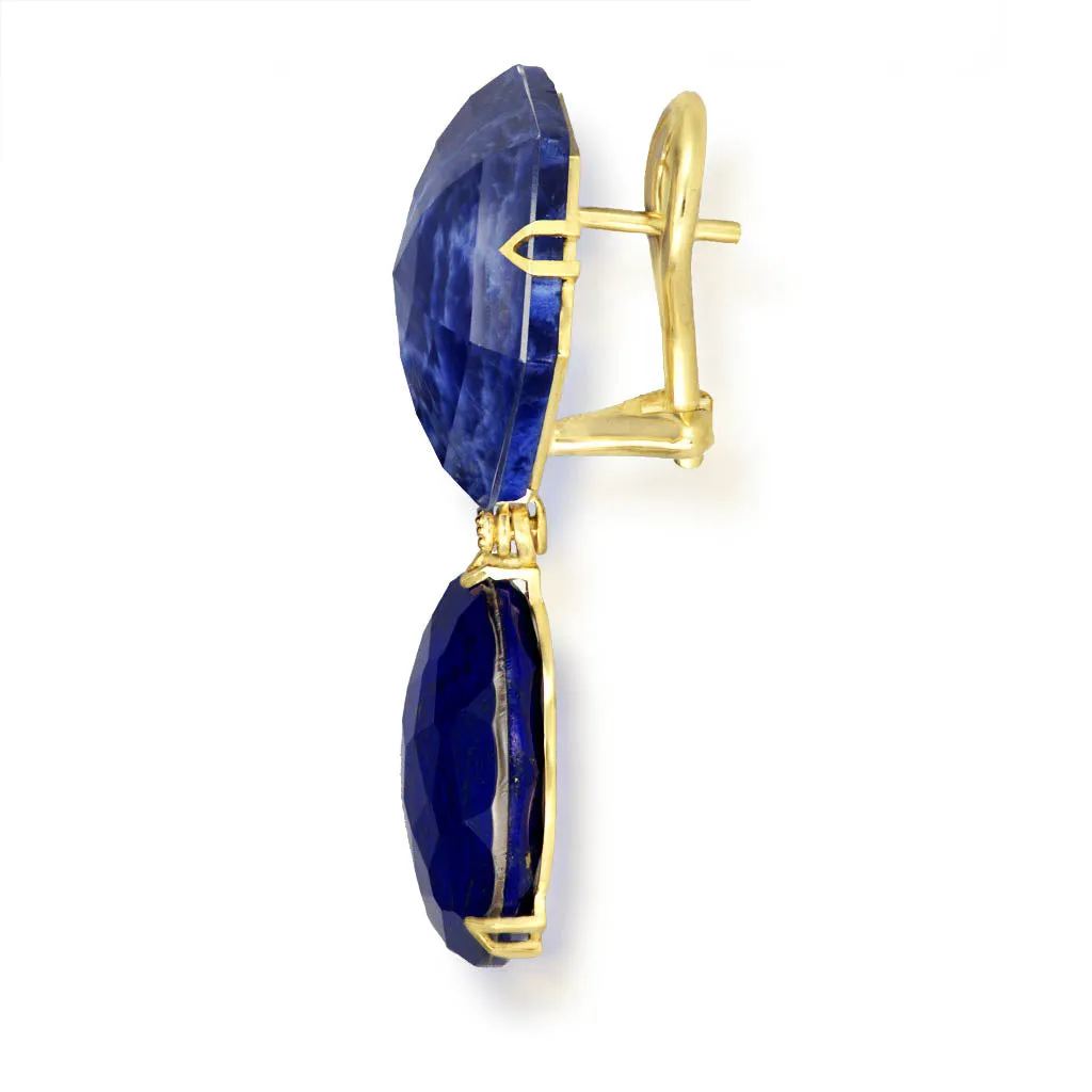 Gold Denim Earrings | Lapis Lazuli & Diamond Accents | Shop Now