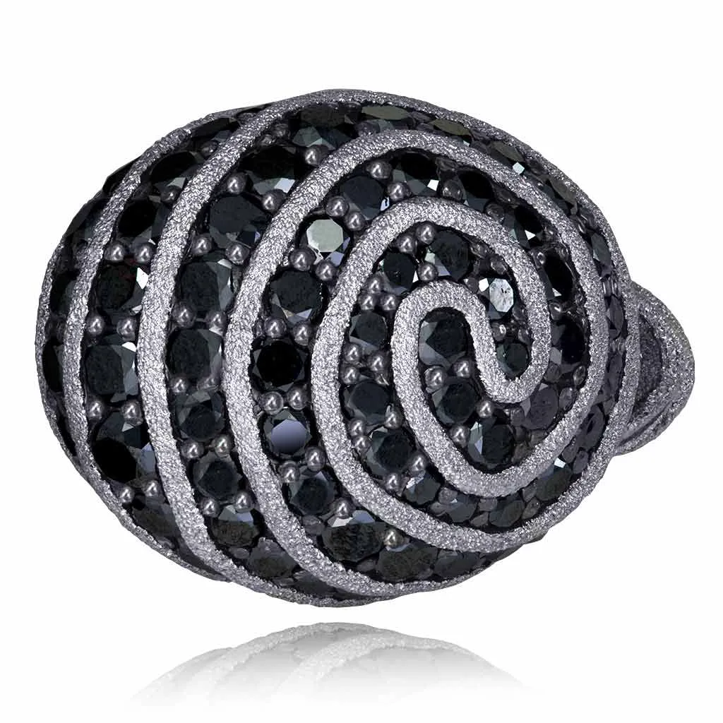 Gold Fine Lace Ring with Black Diamonds - Shop Now!