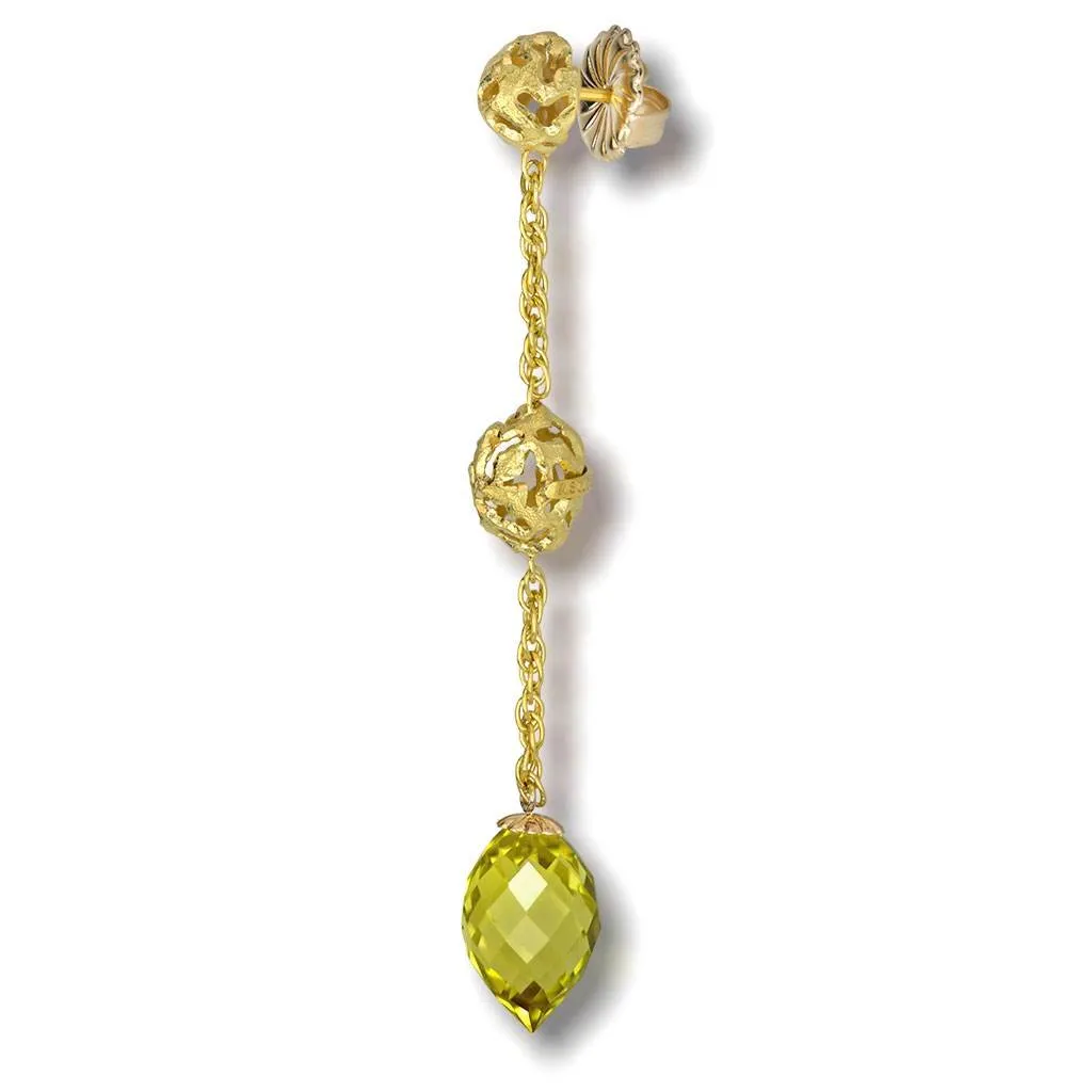 Gold Meteorite Drop Earrings Lemon Citrine