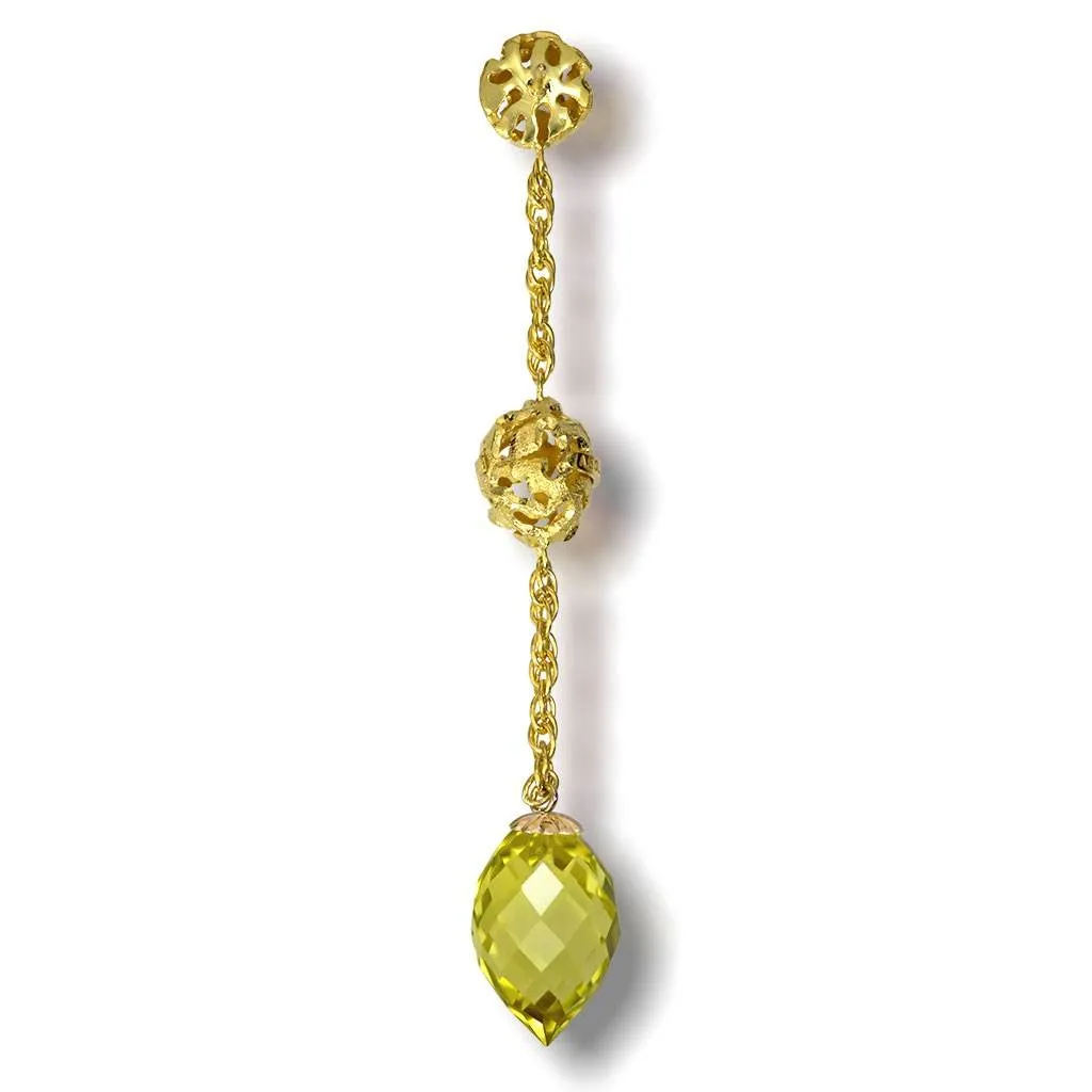 Gold Meteorite Drop Earrings Lemon Citrine