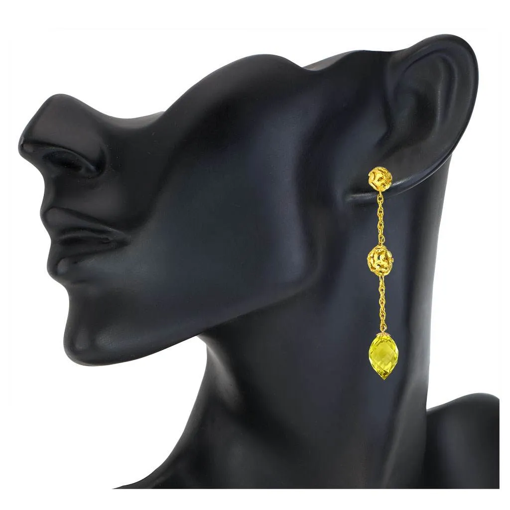 Gold Meteorite Drop Earrings Lemon Citrine