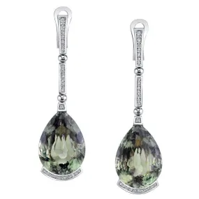 Gold Swan Drop Earrings with Csarite & Diamonds - Buy Now