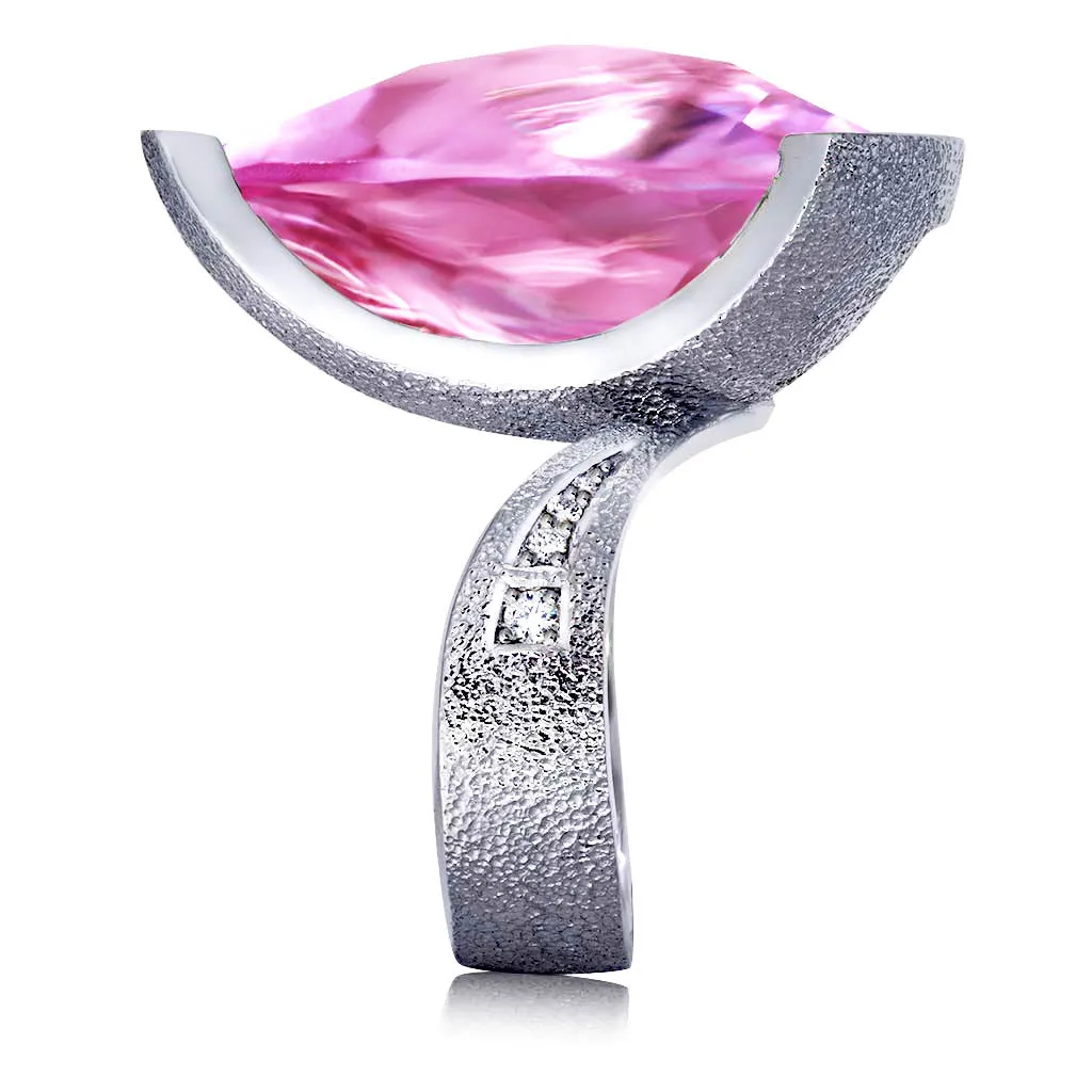 Gold Swan Ring with Pink Sapphire and Diamonds