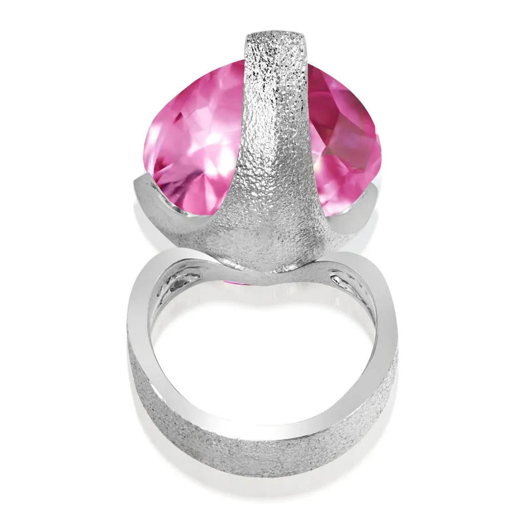 Gold Swan Ring with Pink Sapphire and Diamonds