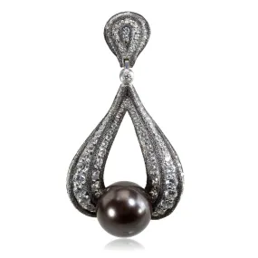 Gold Twist Pendant - Tahitian Pearl & Diamond Embellishments