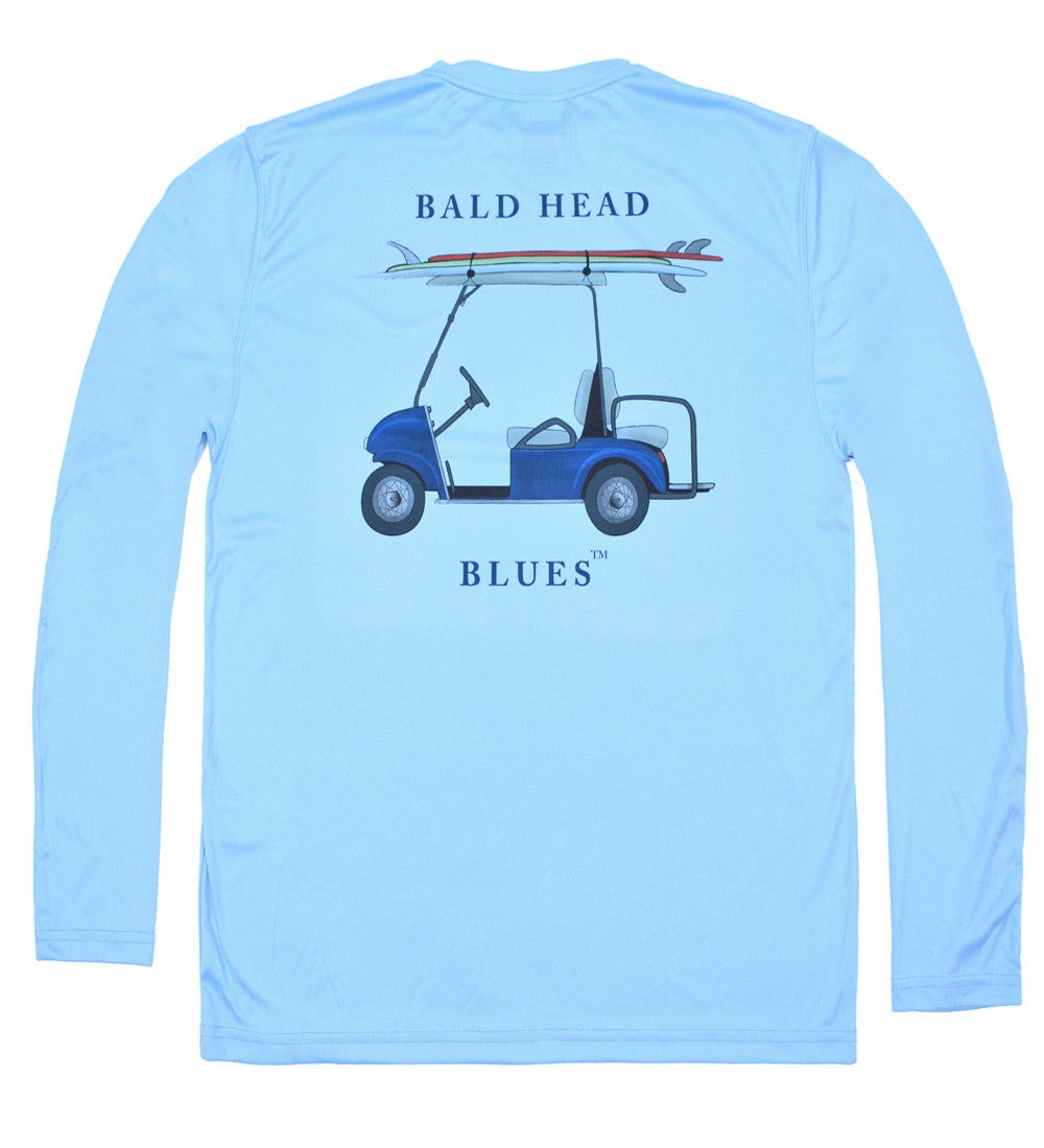 Golf Cart T-Shirt - Columbian Blue - Long Sleeve Performance