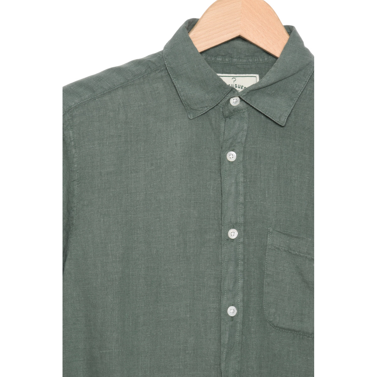 Green Dry Portuguese Flannel Linen Pocket Shirt