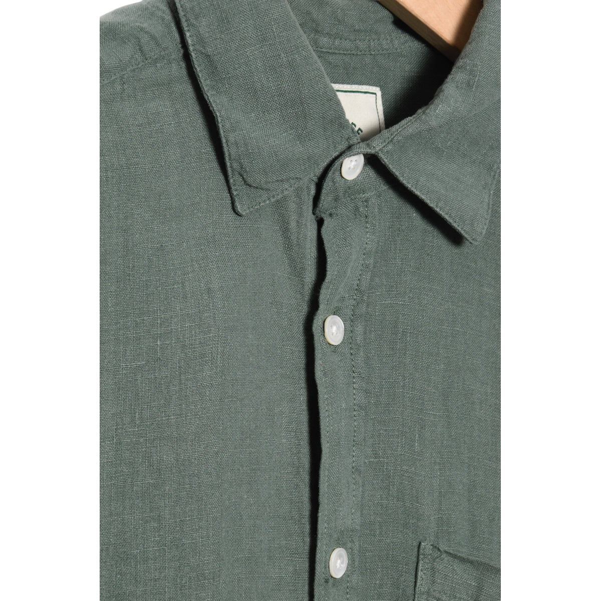 Green Dry Portuguese Flannel Linen Pocket Shirt