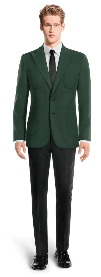 Green peak lapel blazer essential