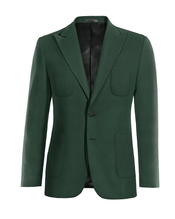 Green peak lapel blazer essential