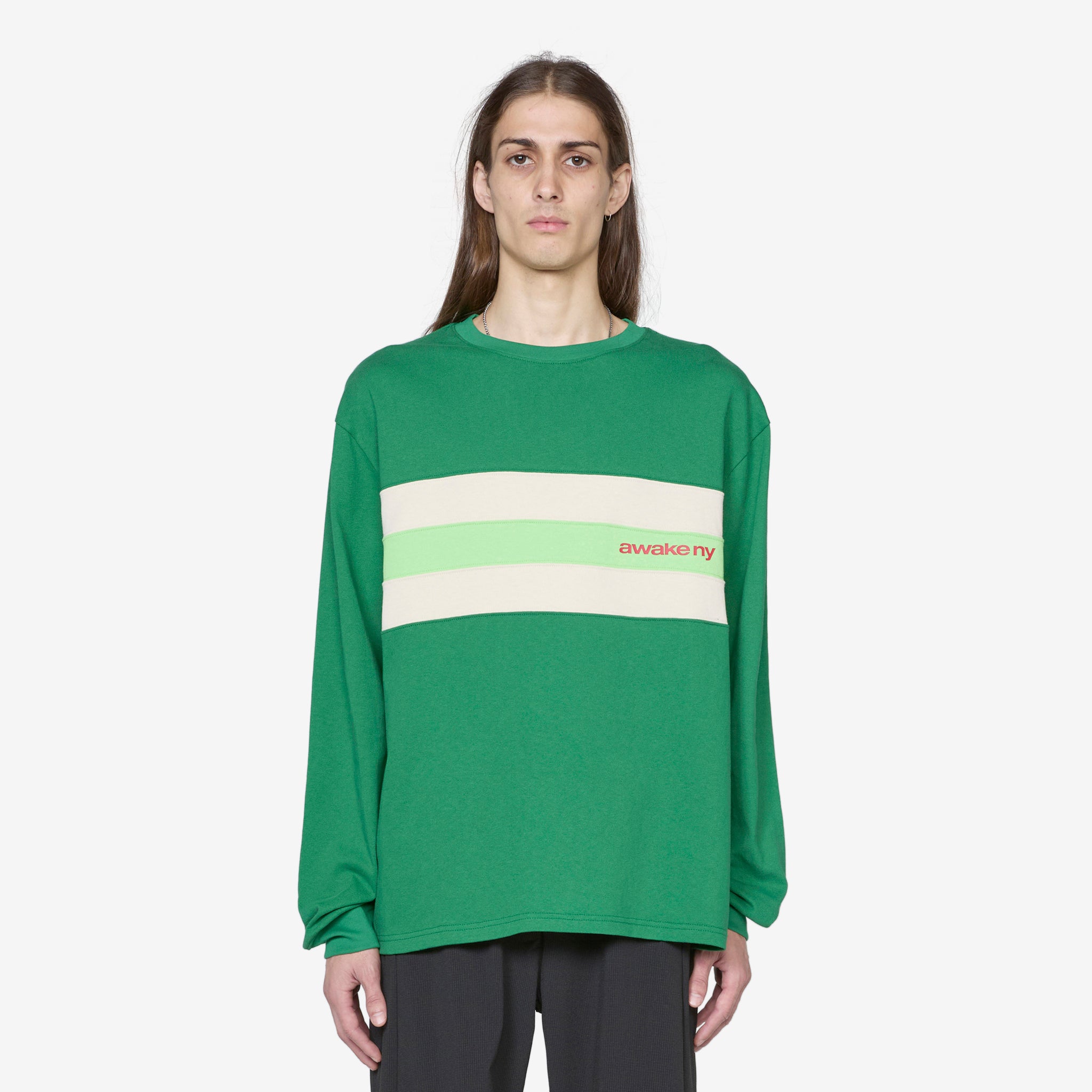 Green Striped Long Sleeve Shirt