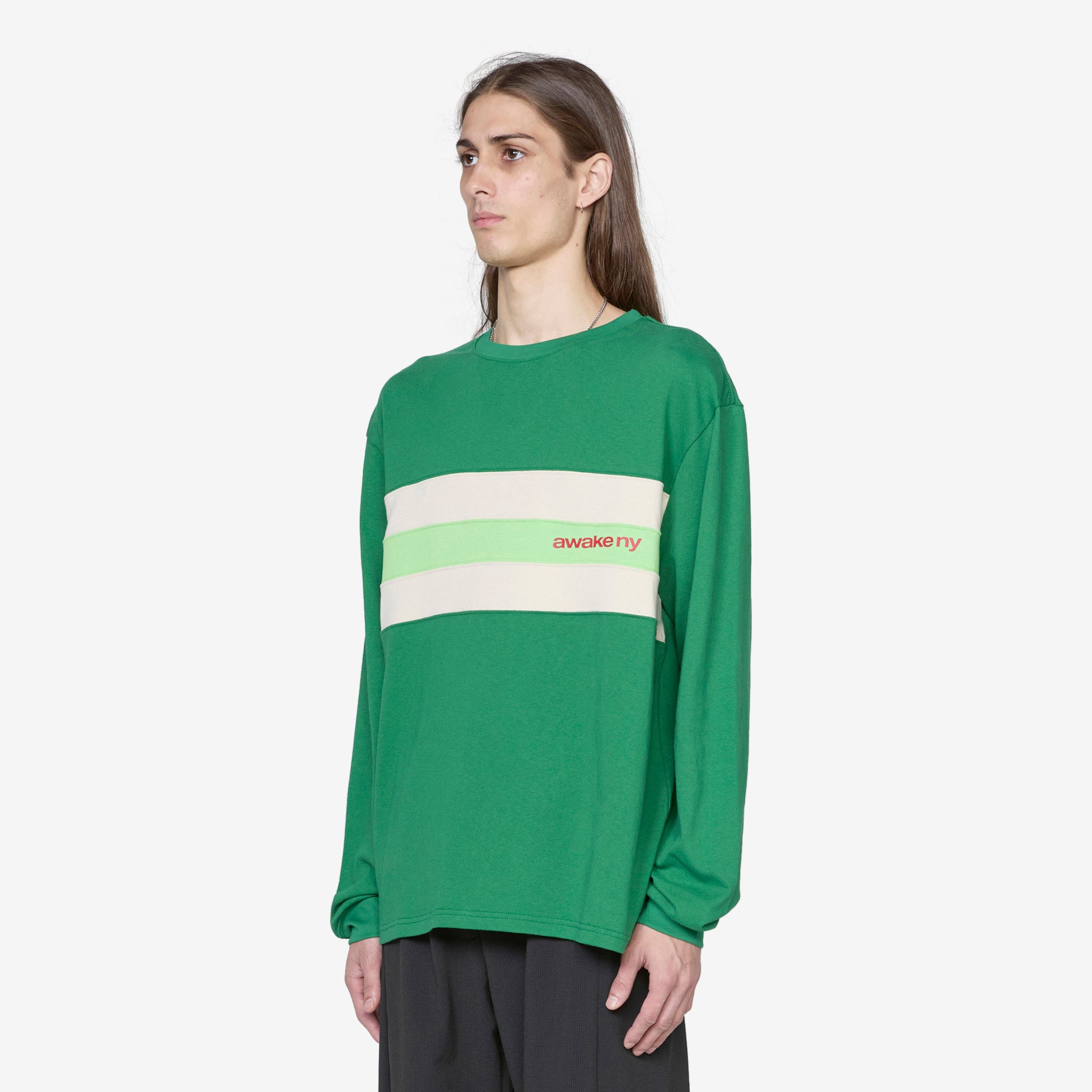 Green Striped Long Sleeve Shirt