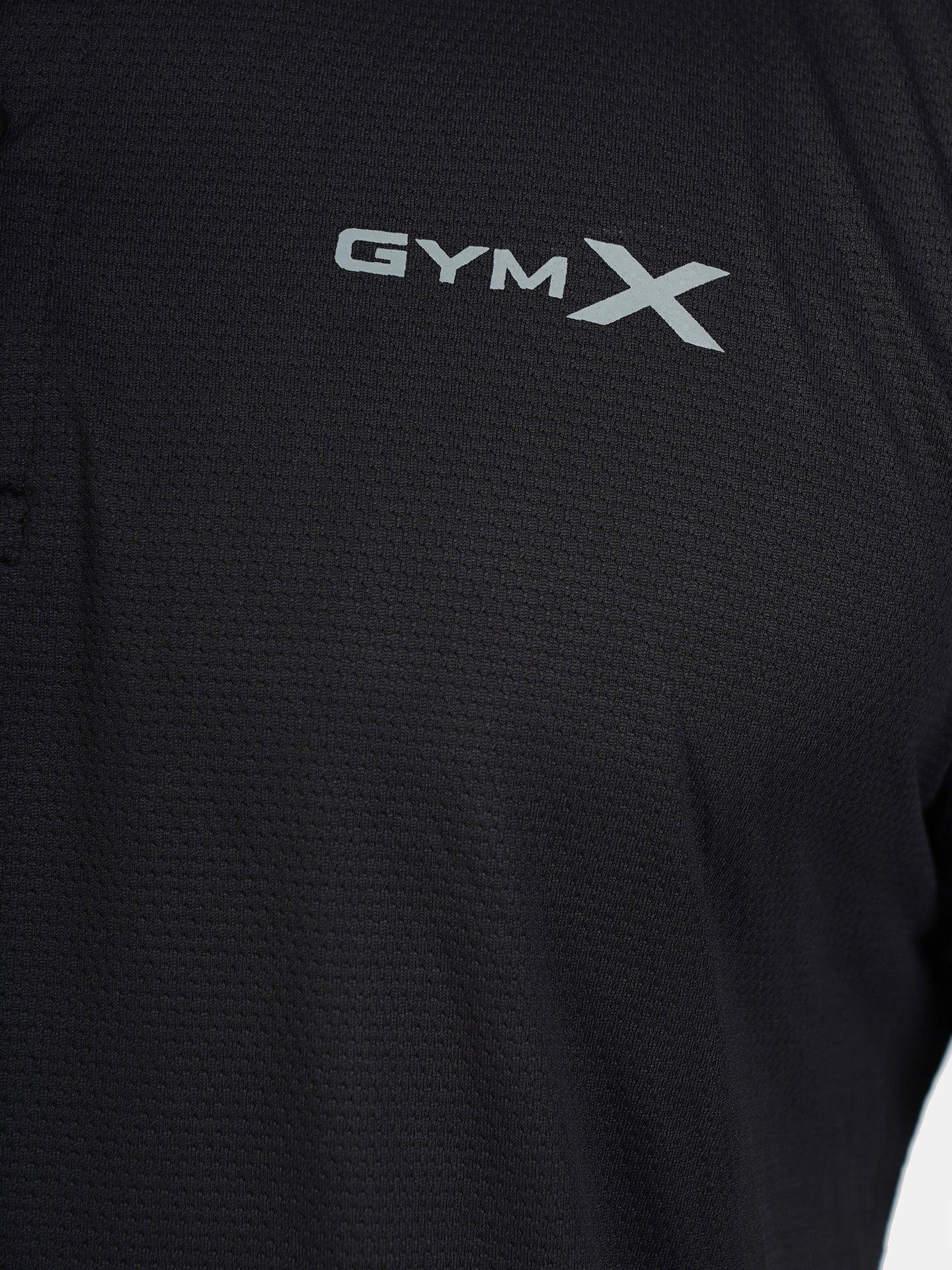 GymX Polo Tech Tee: Black Sportswear