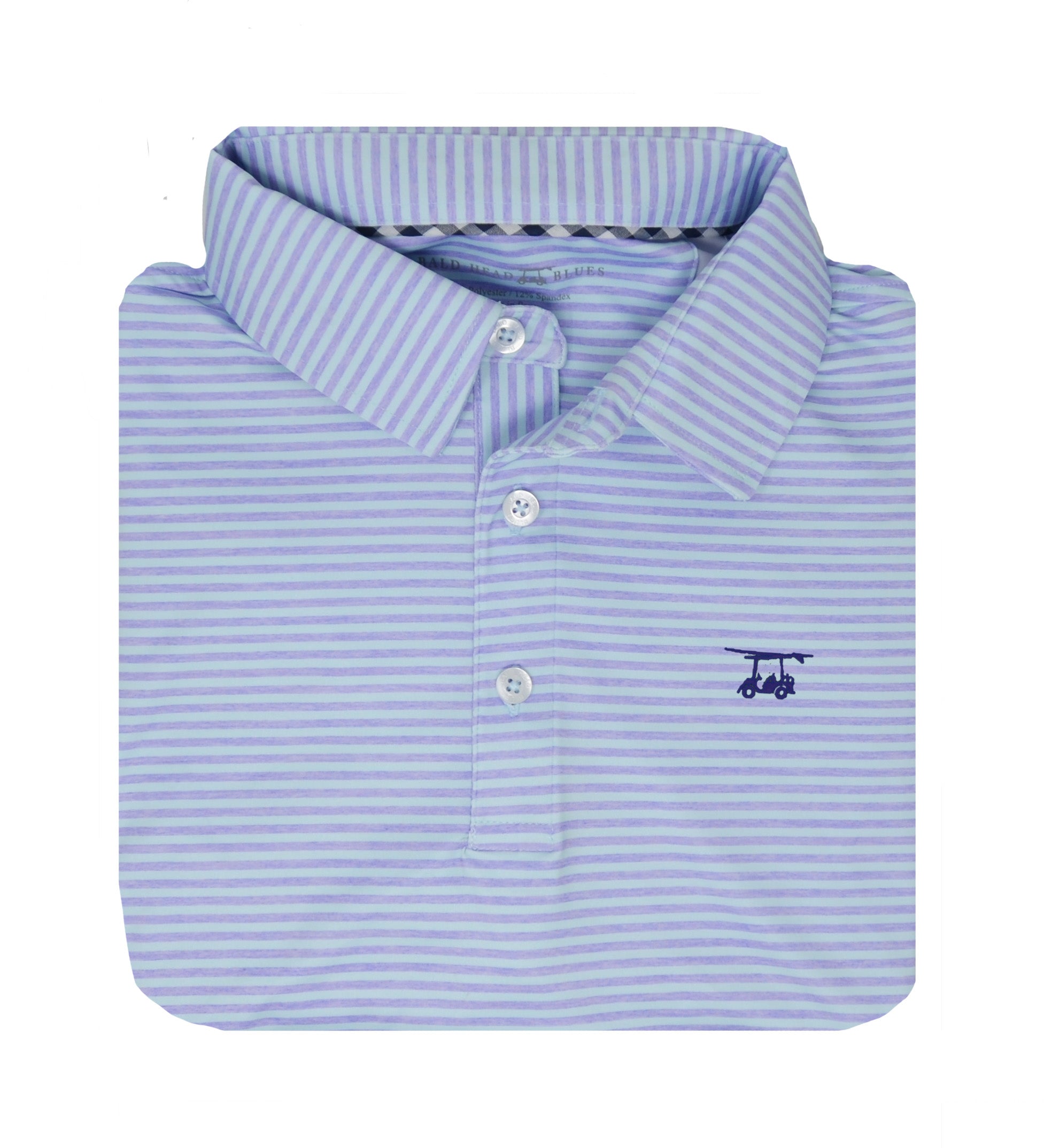 Heather Lavender Albatross Polo with Seaglass Stripe