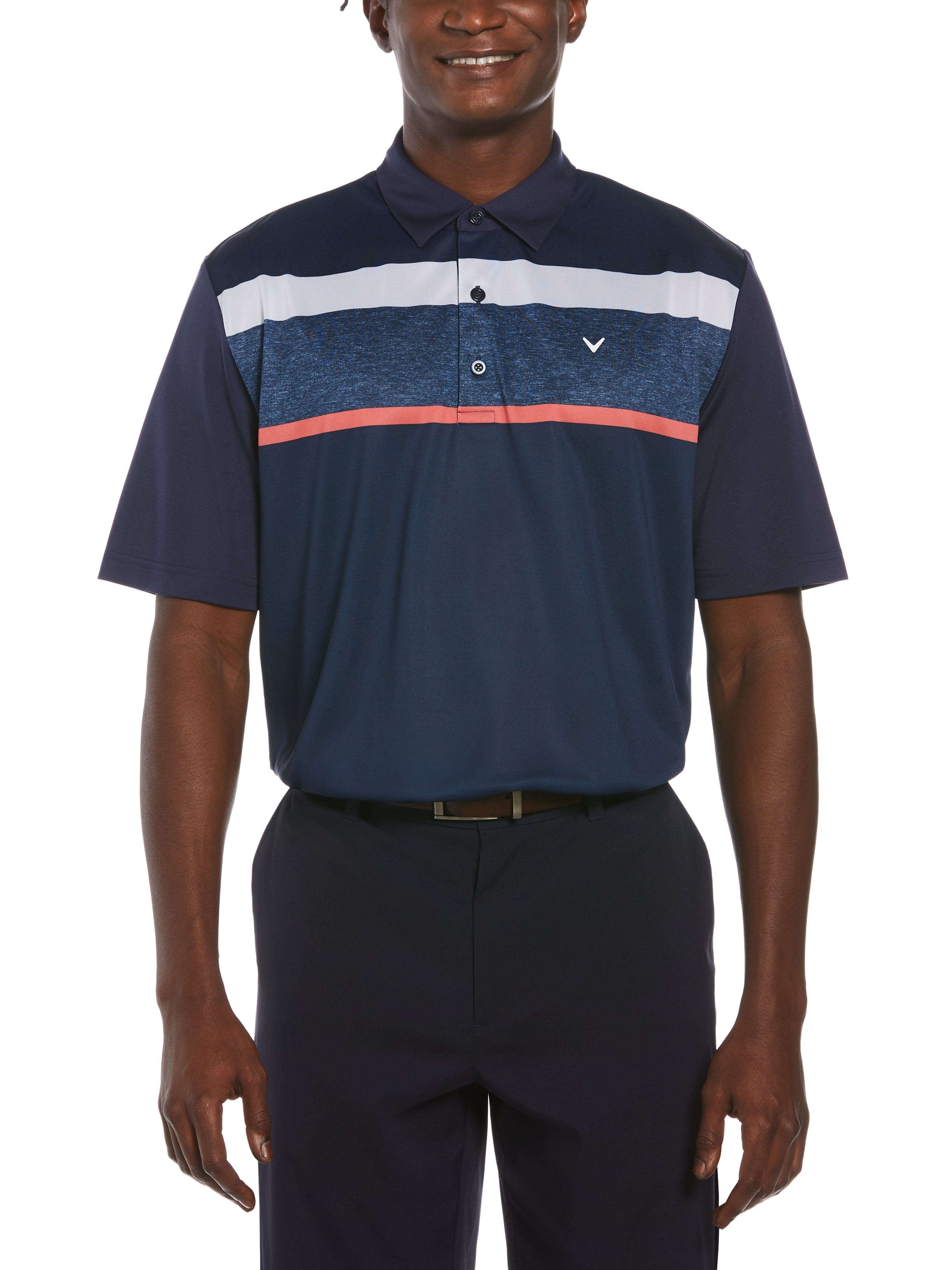 Heather Texture Chest Block Polo for Men