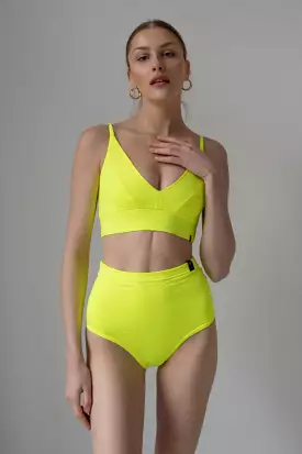 High Waist Neon Yellow Scrunch Butt Shorts