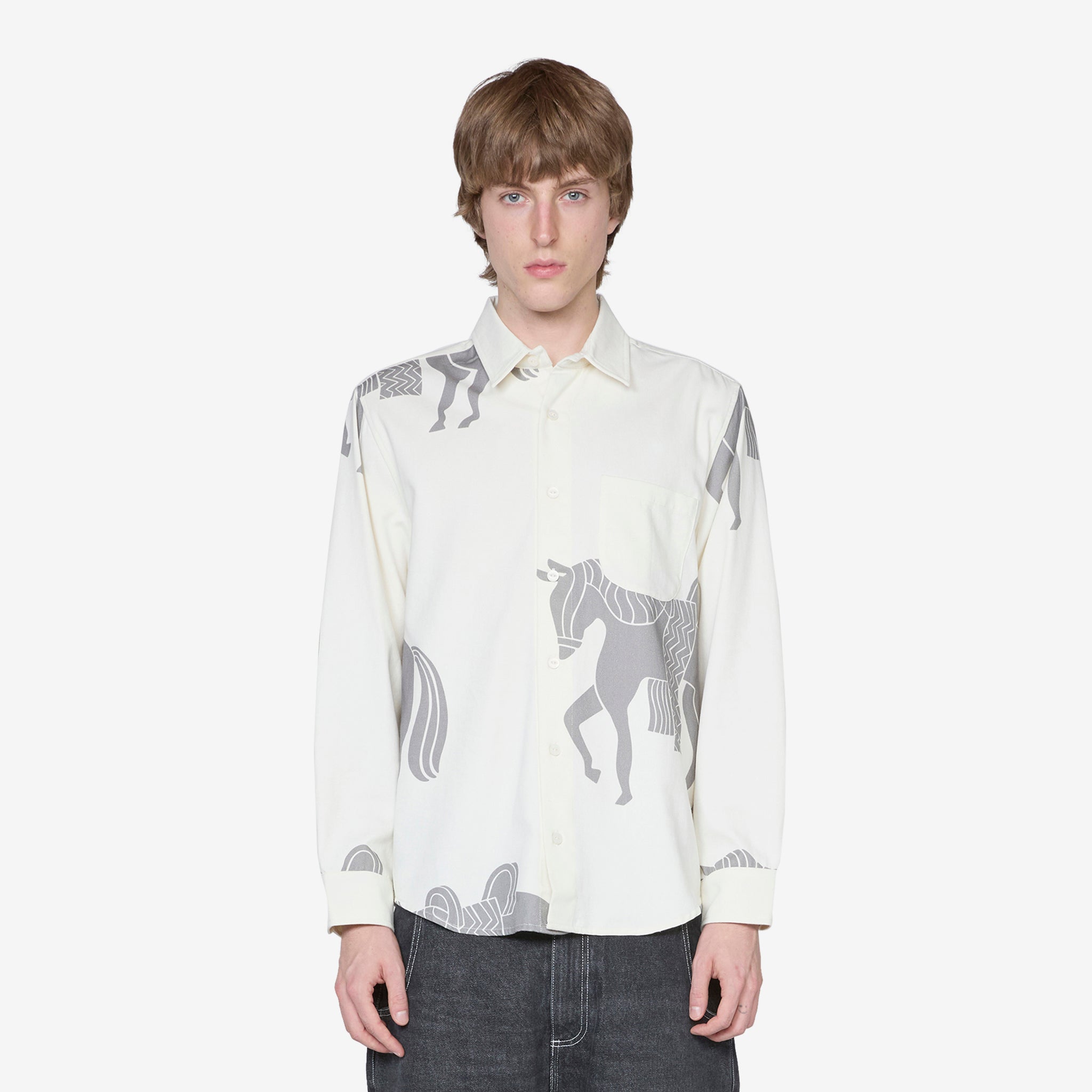 Horse T-shirt - Repeated Off White