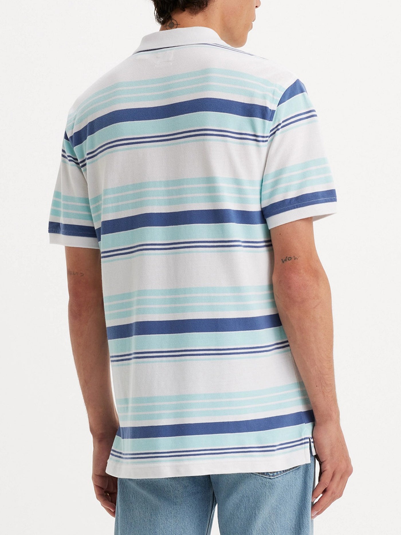 Housemark Salt Water Stripe Polo White