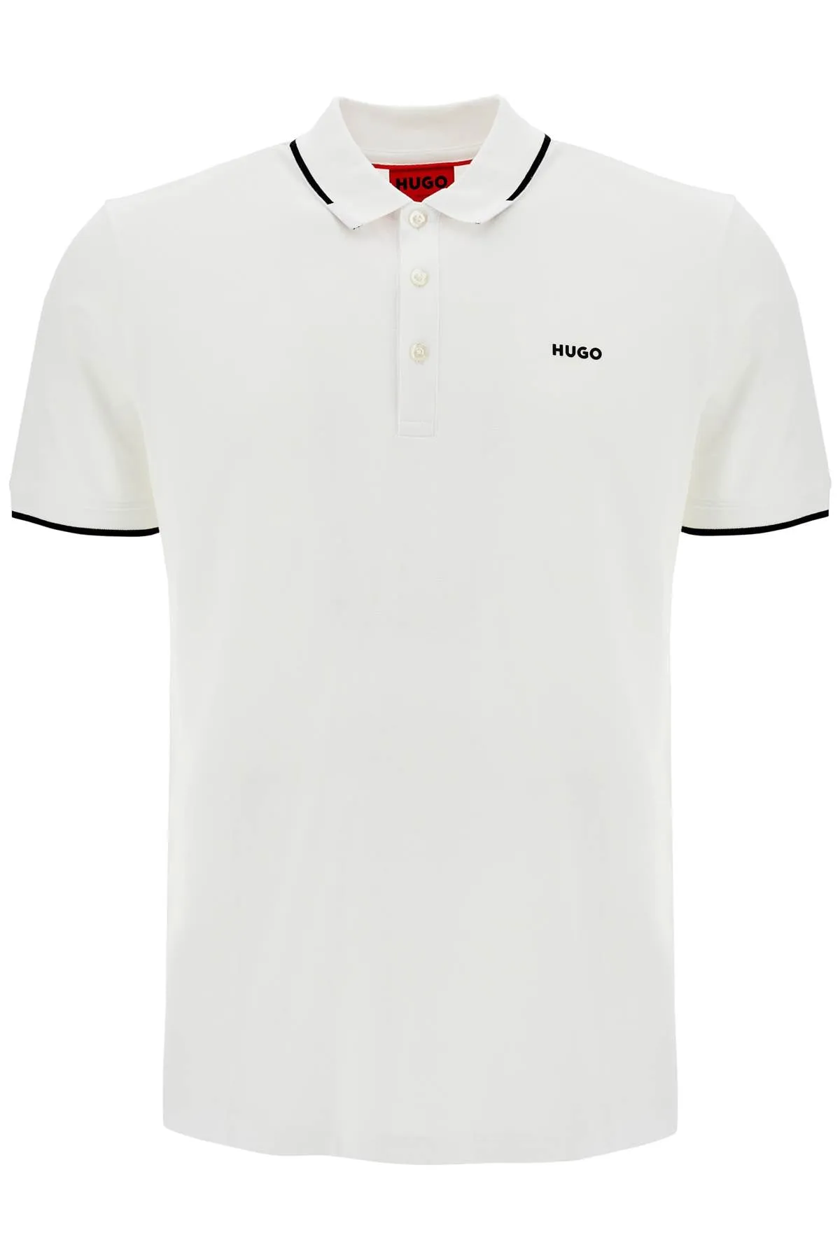 Hugo White Slim Fit Piqué Polo Shirt