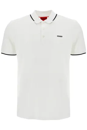 Hugo White Slim Fit Piqué Polo Shirt