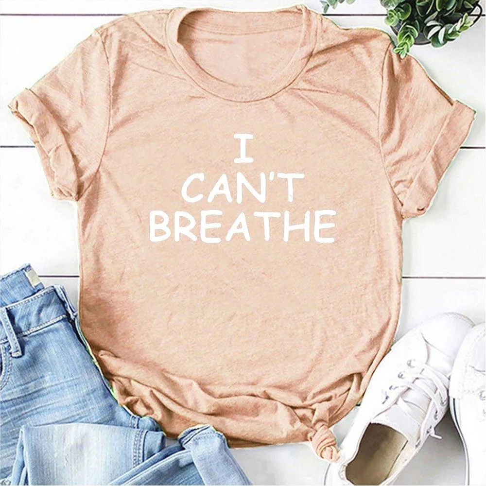 Short Sleeve T-Shirt 'I Can't Breathe' Print