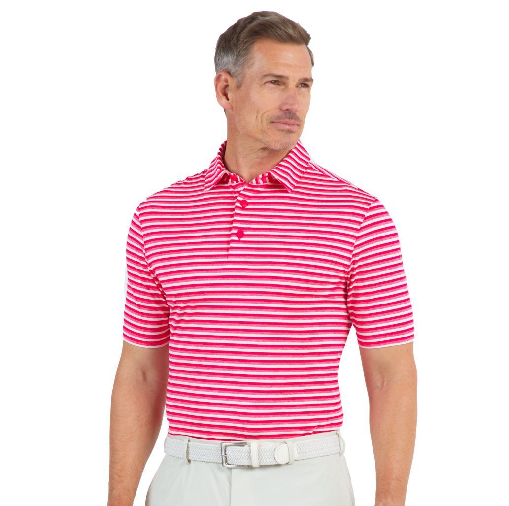 IBKUL Men's Polo Shirt Melange Stripe Red.