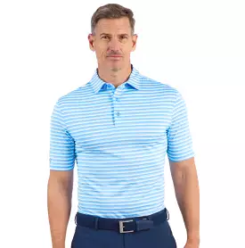 IBKUL Men's Polo Shirt with Melange Stripe - Periwinkle