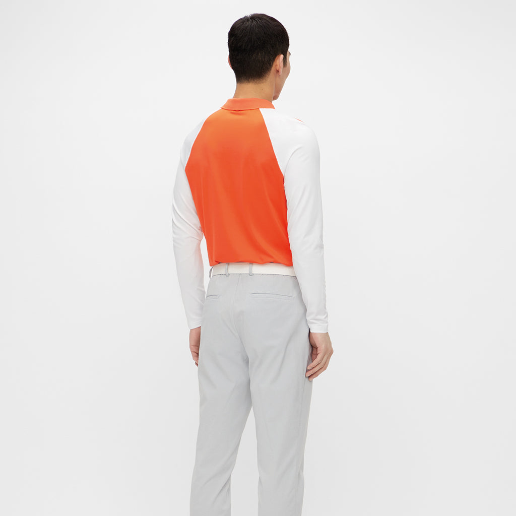 Jakob Slim Fit Long Sleeve Golf Polo Lava Orange