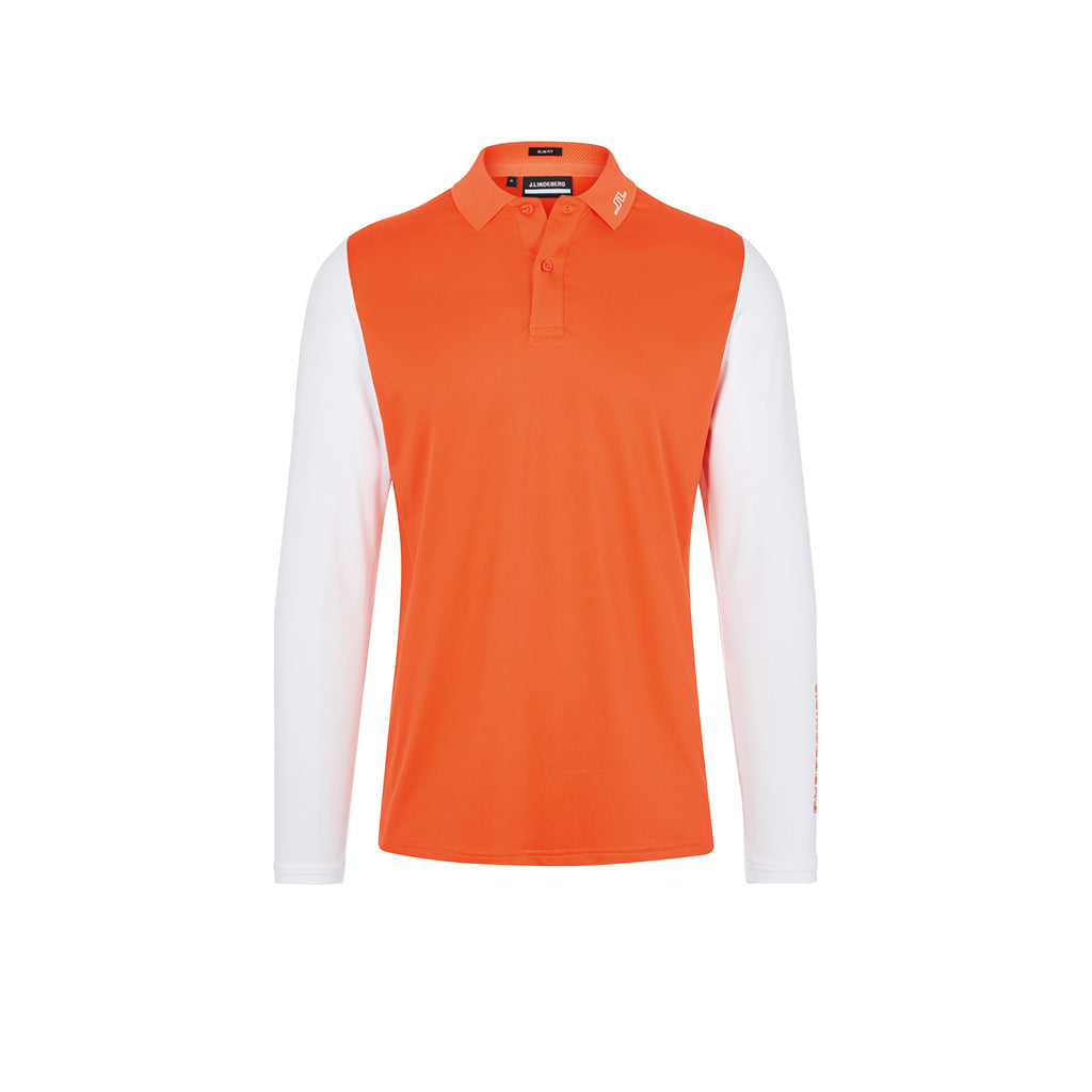 Jakob Slim Fit Long Sleeve Golf Polo Lava Orange