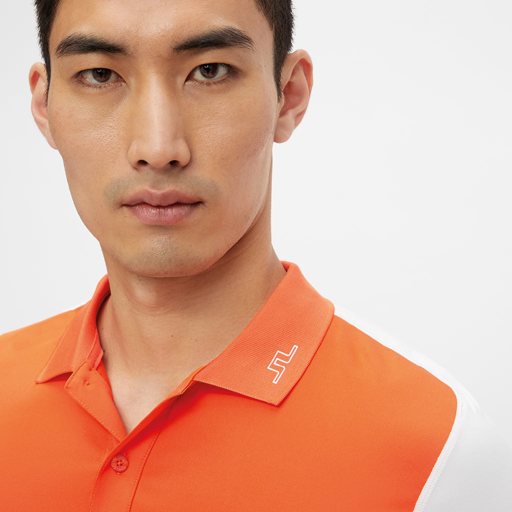 Jakob Slim Fit Long Sleeve Golf Polo Lava Orange