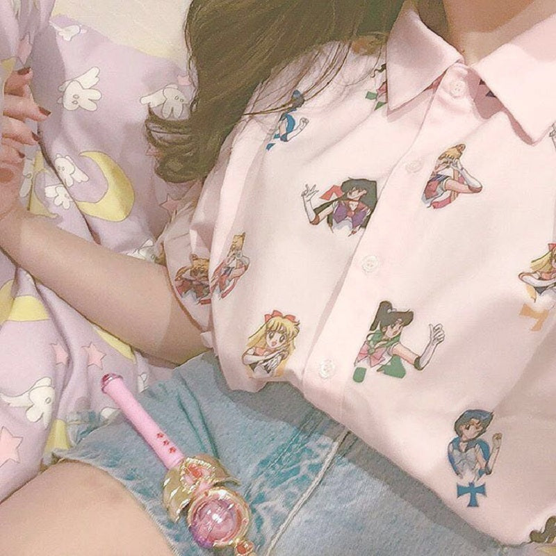 Japanese Cartoon Sailor Moon Print Shirt BY22979.