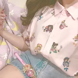 Japanese Cartoon Sailor Moon Print Shirt BY22979.