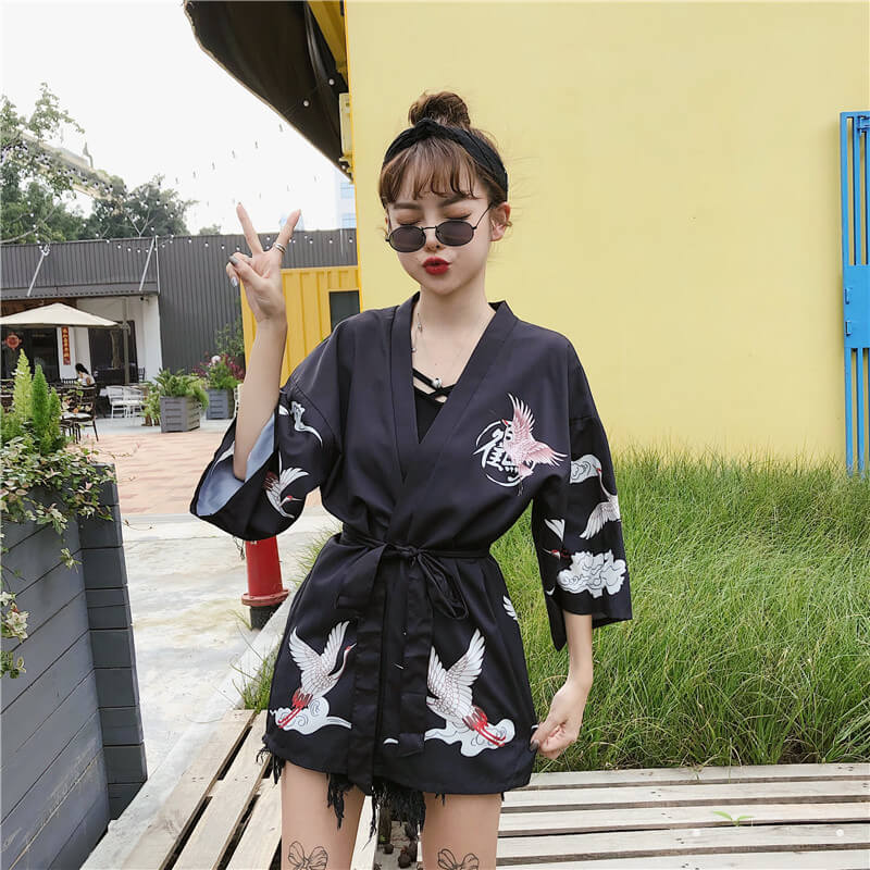 Japanese Red-Crowned Crane Print Shirt