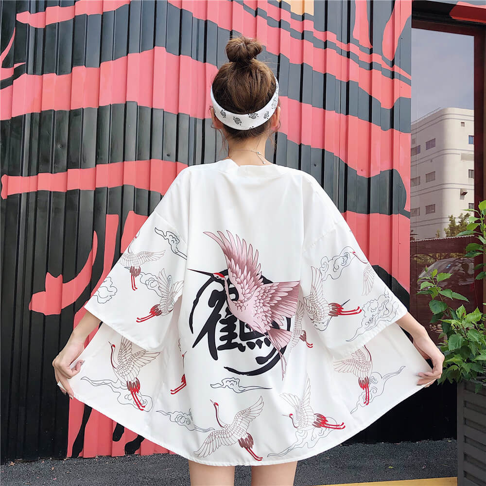 Japanese Red-Crowned Crane Print Shirt