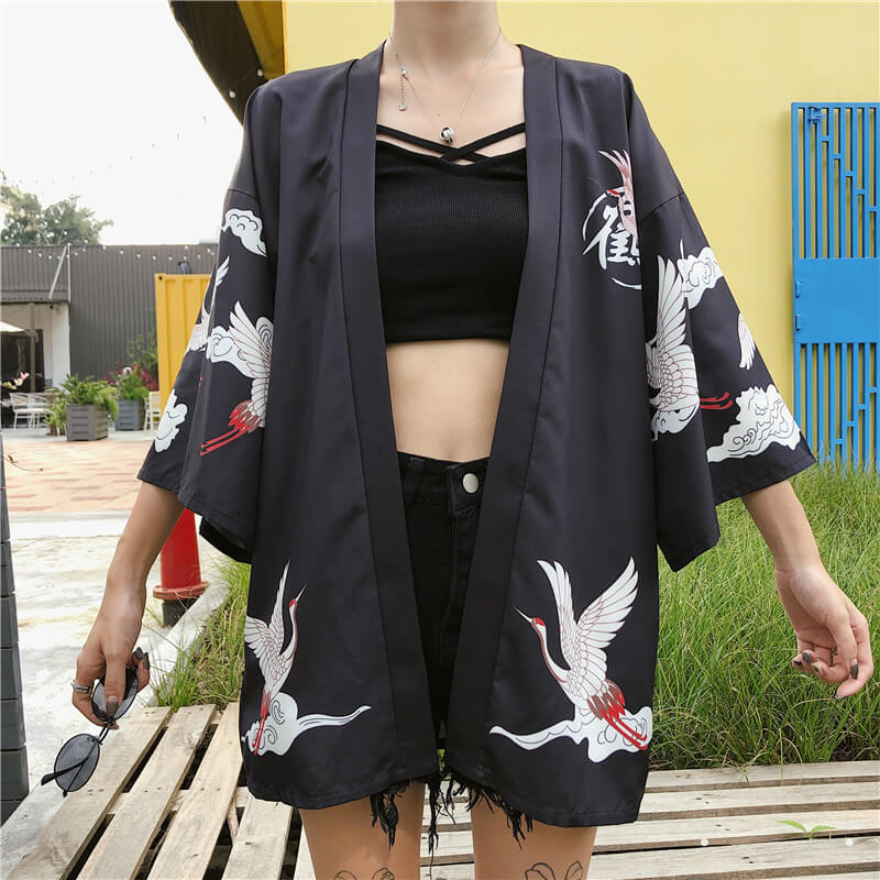 Japanese Red-Crowned Crane Print Shirt