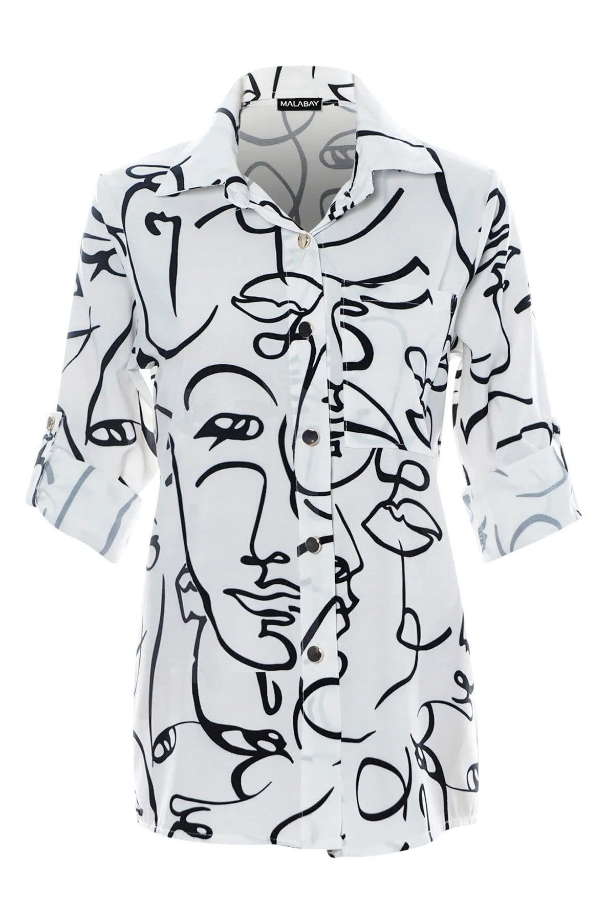 Abstract Print Blouse Shirt Top