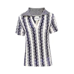 Jil Sander Striped V-Neck Polo Top