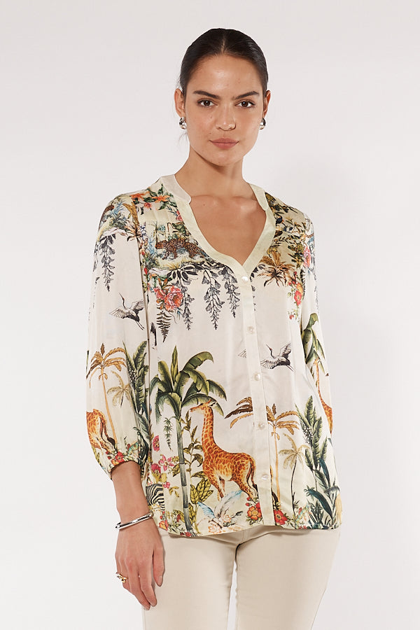 Jungle Print Cream Shirt