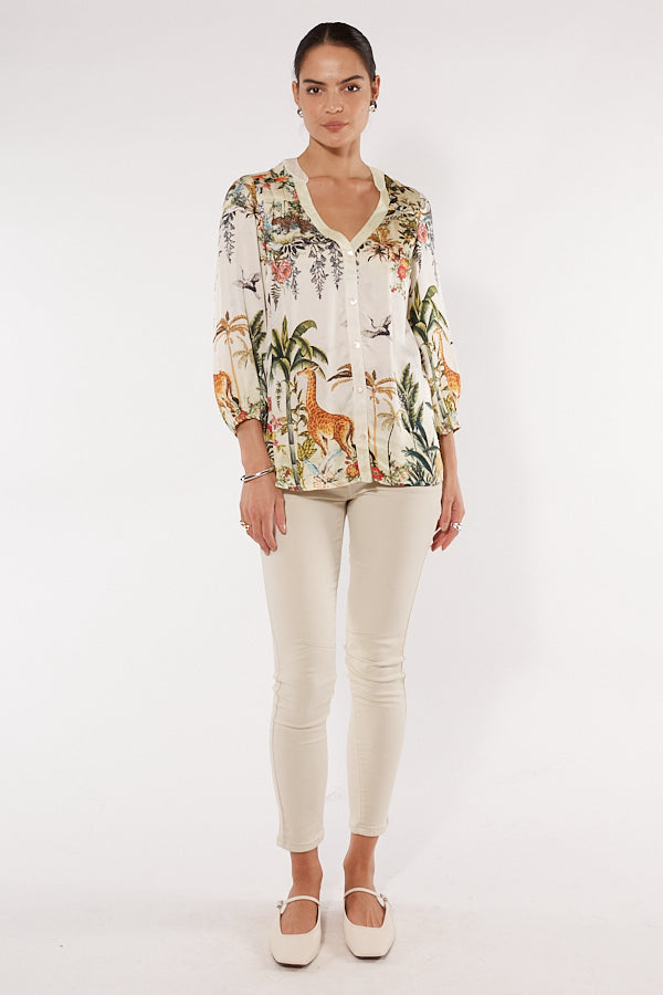 Jungle Print Cream Shirt