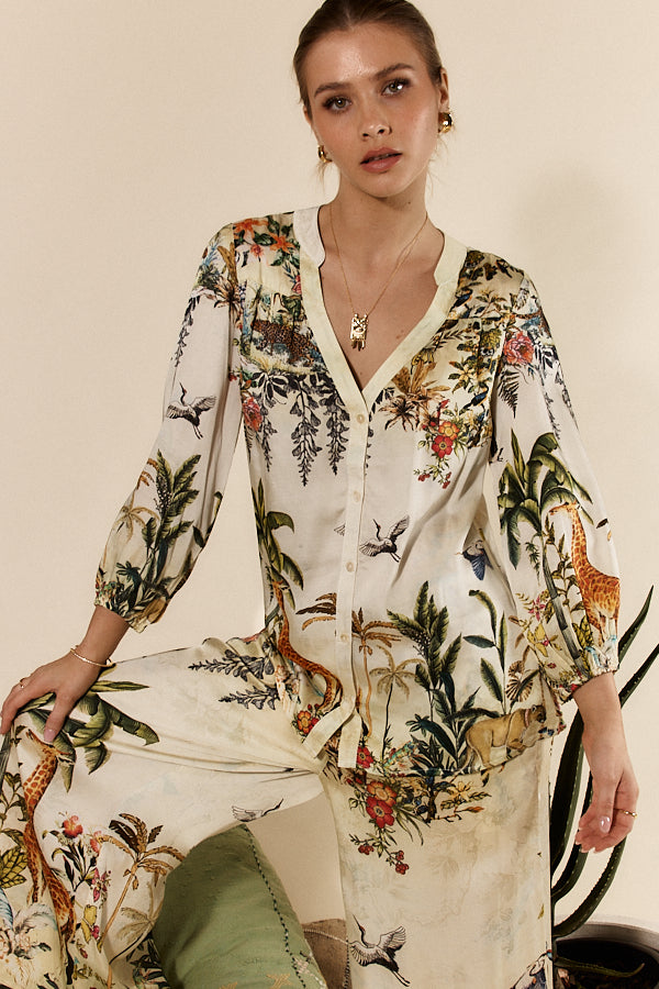 Jungle Print Cream Shirt