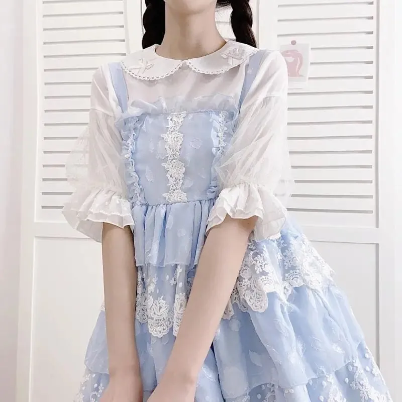 Kawaii Princess Tulle Accented Lolita Blouse for Sale