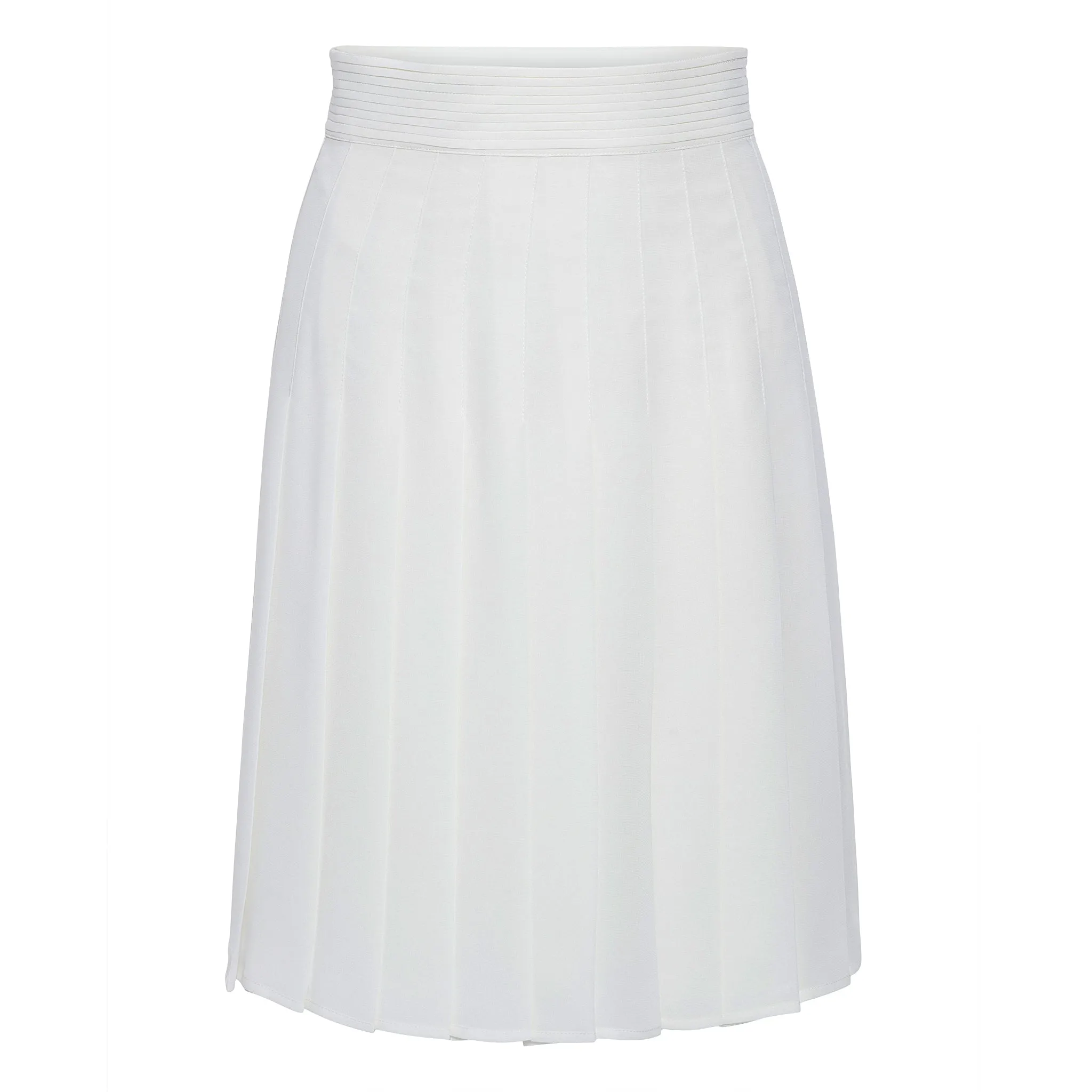 Ivory Chiffon Pleated Skirt - Knee Length