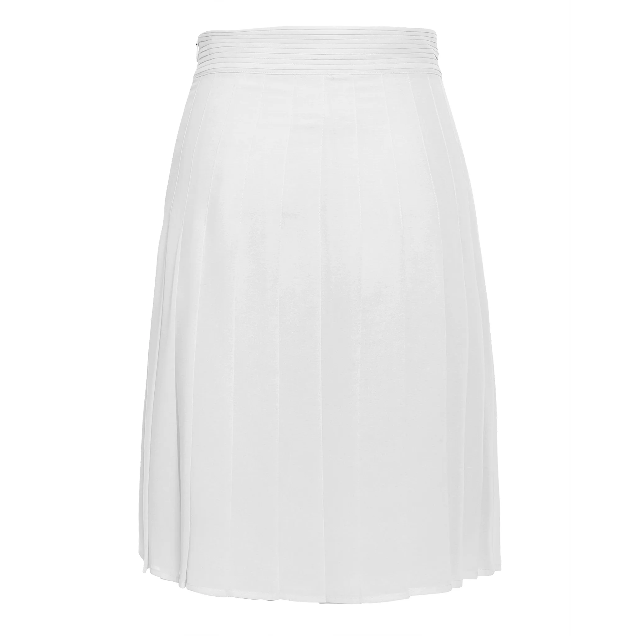 Ivory Chiffon Pleated Skirt - Knee Length