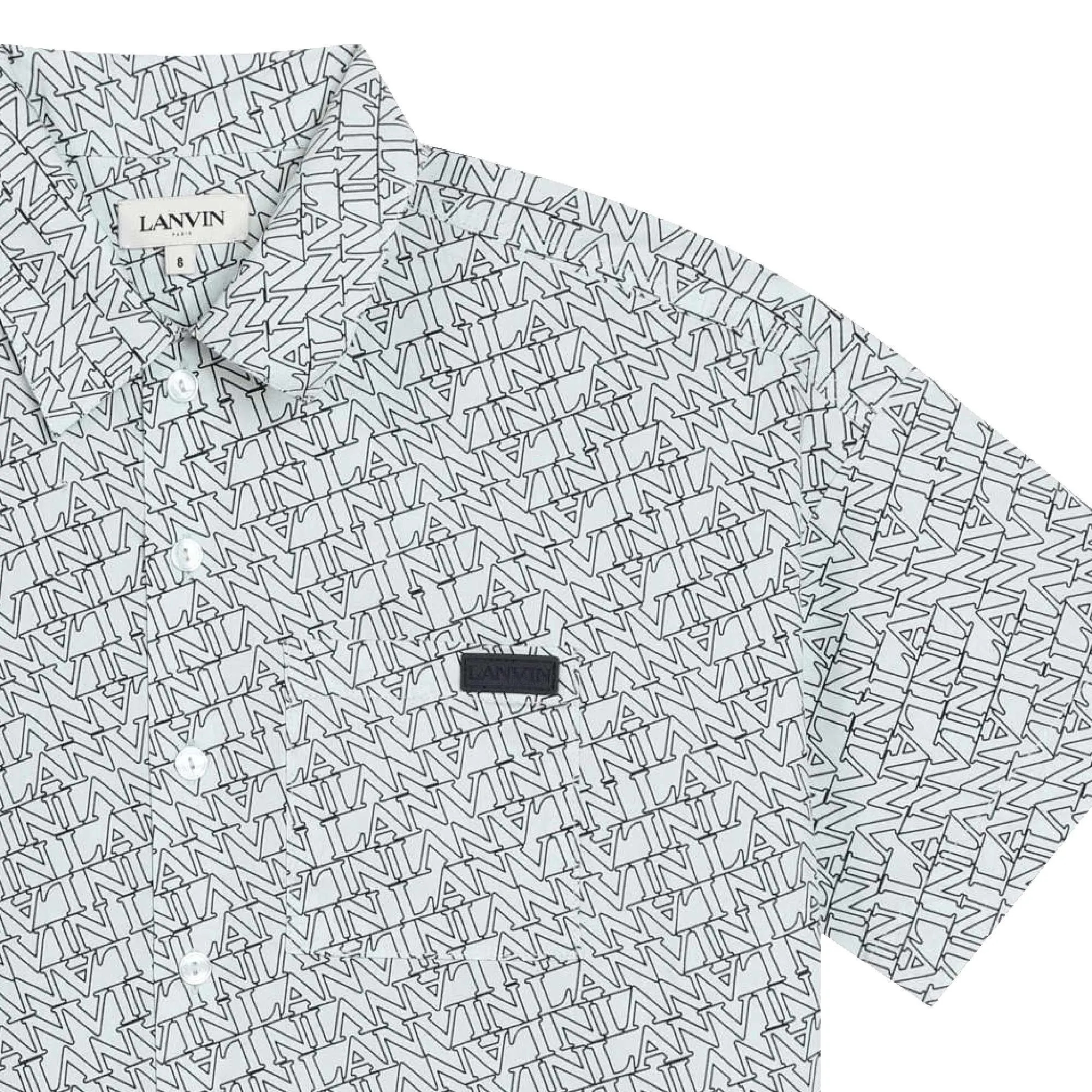 Lanvin Sea Green Shirt with All-Over Logo Print