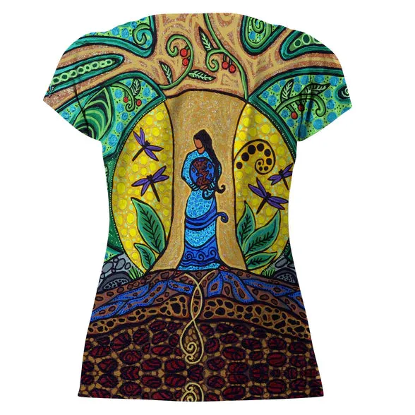 Strong Earth Woman Full Print Art T-Shirt by Leah Dorion