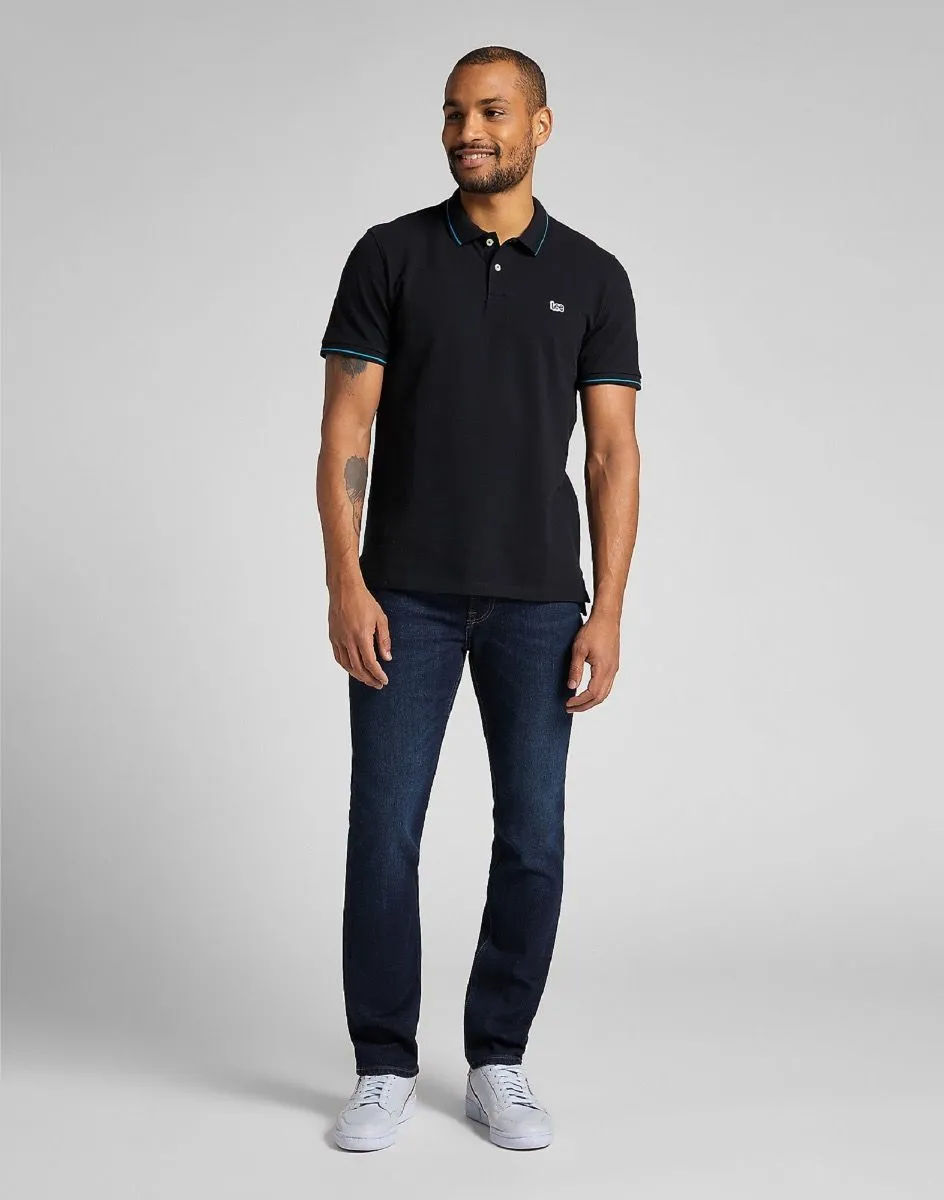 Black Short Sleeve Polo Shirt Pique by Lee