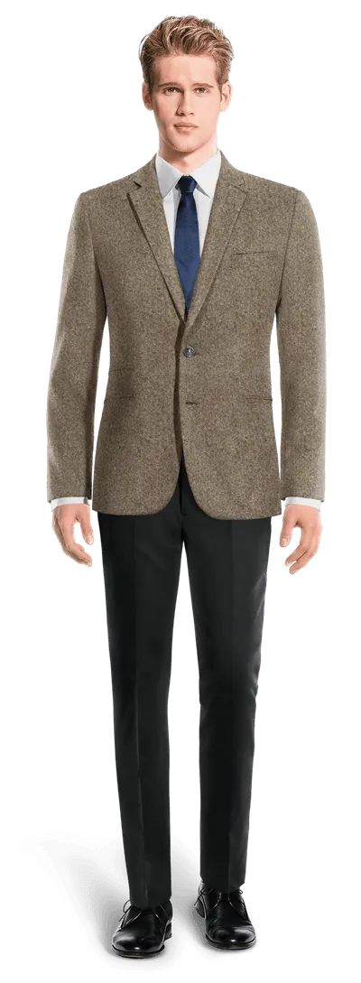 Light brown slim fit Donegal tweed blazer