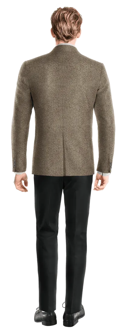 Light brown slim fit Donegal tweed blazer