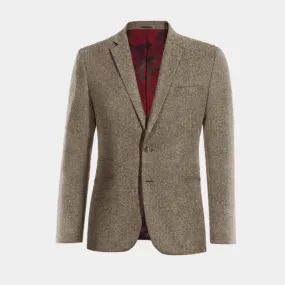 Light brown slim fit Donegal tweed blazer