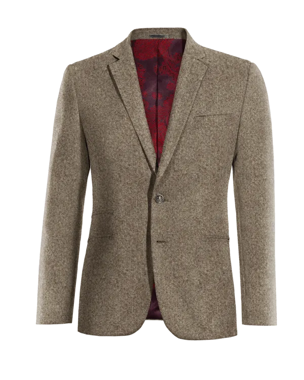 Light brown slim fit Donegal tweed blazer